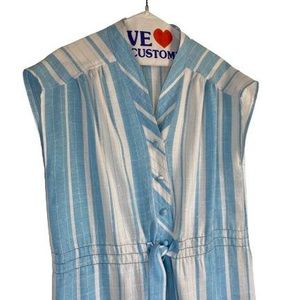 Vintage blue and white striped linen dress size 1x